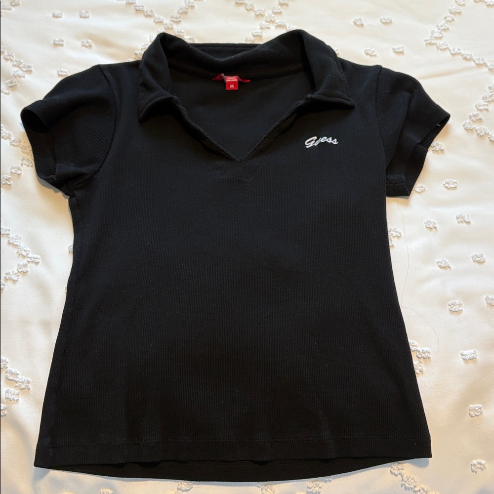 Guess Black Collared Tee
